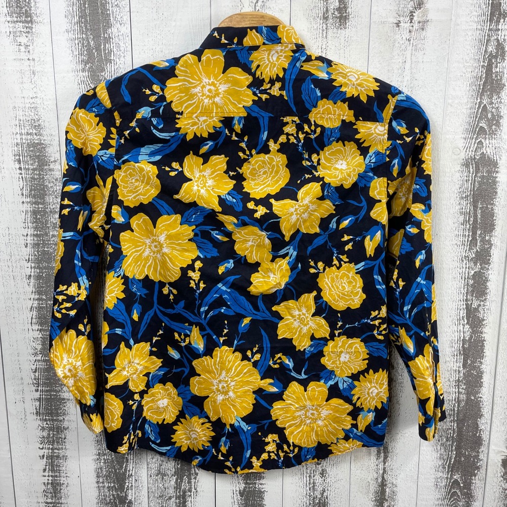 INC International Concepts Button Front Shirt Men's XL Floral Print Yellow Blue - Picture 2 of 8